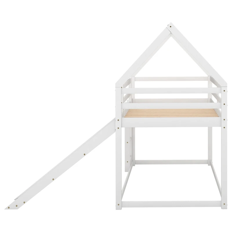 Streamdale Twin Size Bunk House Bed With Slide And Ladder