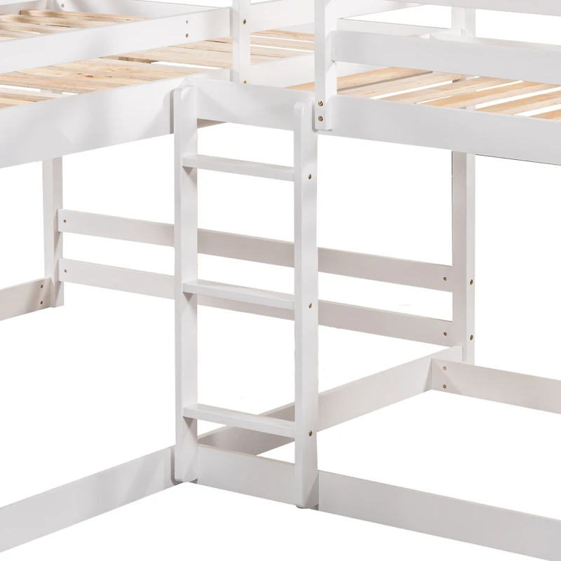Streamdale Full And Twin L-Shaped Bunk Bed With Slide Short Ladder