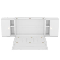 Streamdale Full Size Murphy Bed with Shelves, Cabinets and Usb Ports, White