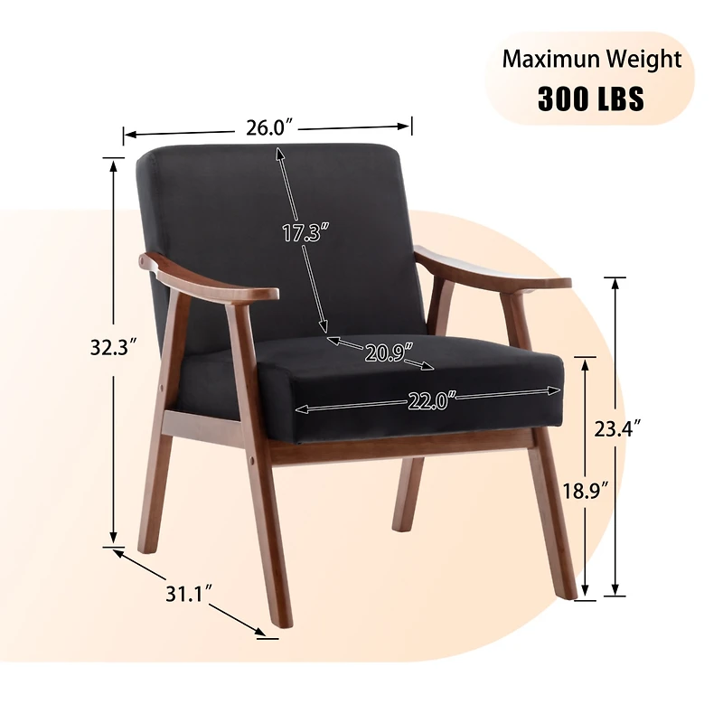 Mid-Century Oasis Comfy Velvet Chair for Stylish Comfort