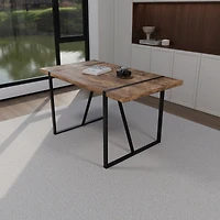 Streamdale Industrial Dark Wood Dining Table for 4-6, Mdf Top, Metal Legs