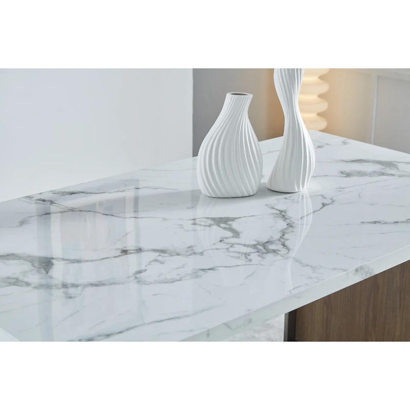 Streamdale Furniture Elegant Walnut Mdf Dining Table for 6-8