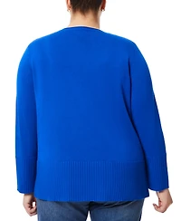 Melissa Paige Plus Solid V-Neck High-Cuff Sweater