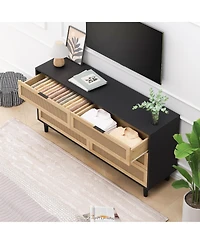 Simplie Fun Natural Rattan Dresser with Anti-Tip Design and Ample Storage