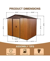 8FT x 6FT Outdoor Metal Storage Shed with Floor Base