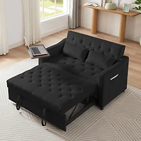 Streamdale Furniture Black Velvet Sofa Bed with Adjustable Positions