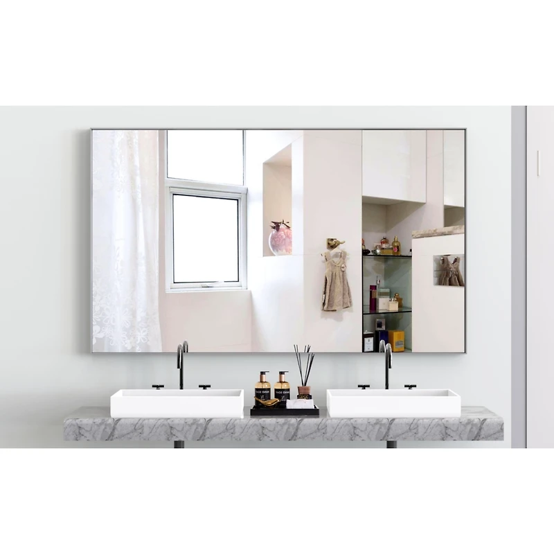 60x36" Oversized Rectangle Mirror with Removable Tray