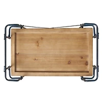 Streamdale Rustic Firwood Bar Cart with Iron Wheels