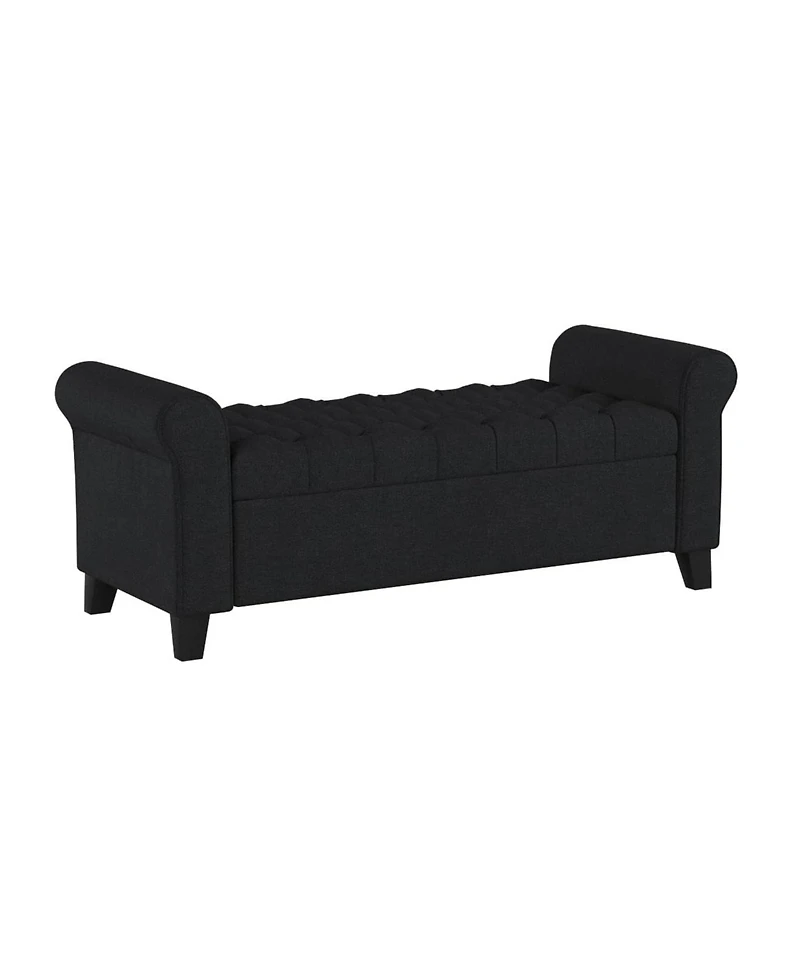 Streamdale Contemporary Button-Tufted Storage Ottoman with Rolled Arms
