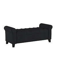 Streamdale Contemporary Button-Tufted Storage Ottoman with Rolled Arms