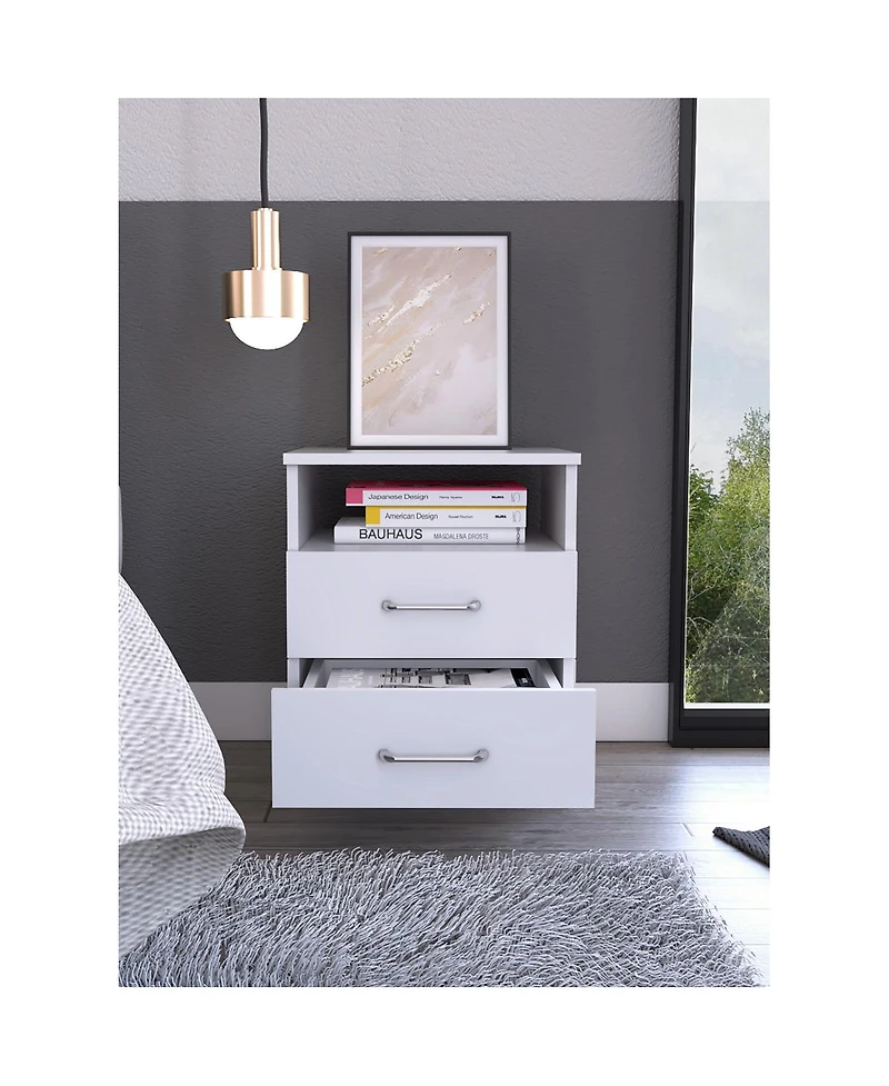 Streamdale Brookline 2-Drawer 1-Shelf Rectangle Nightstand Light Grey