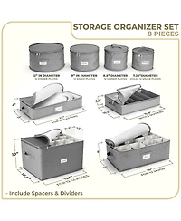 Sorbus 8 Piece Quilted China Dinnerware Storage Cases - for Dinnerware, Mugs, Cups (Gray)