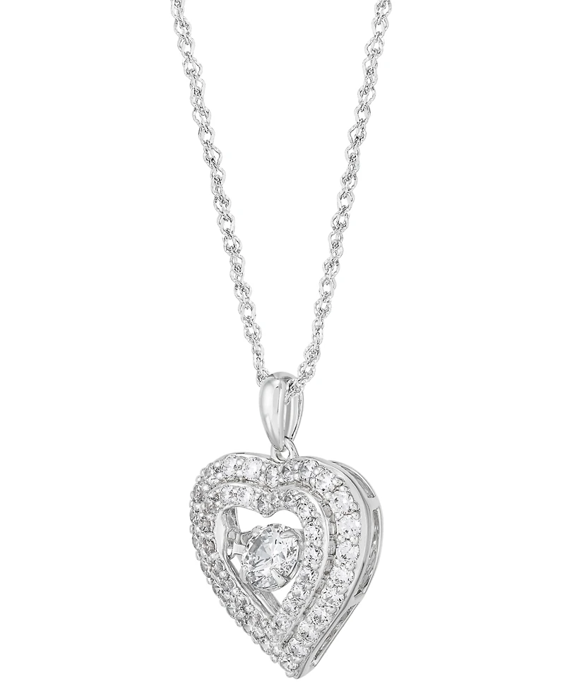Grown With Love Lab Grown Diamond Double Heart Halo Pendant Necklace (1-1/4 ct. t.w.) in 14k White Gold, 16" +2" extender