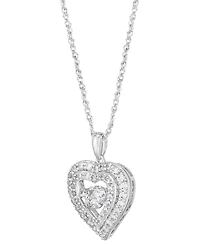 Grown With Love Lab Grown Diamond Double Heart Halo Pendant Necklace (1-1/4 ct. t.w.) in 14k White Gold, 16" +2" extender