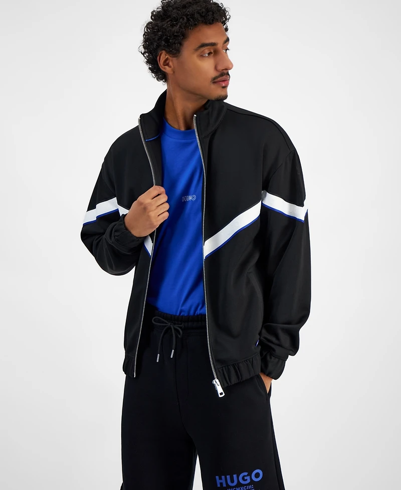 Hugo Boss Men's Napones Zip Front Chevron Stripe Track Jacket