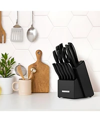15 Piece Stainless Steel Knife Set with Block and Sharpener