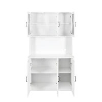 Kitchen Storage Cabinet with Glass Doors & Drawers