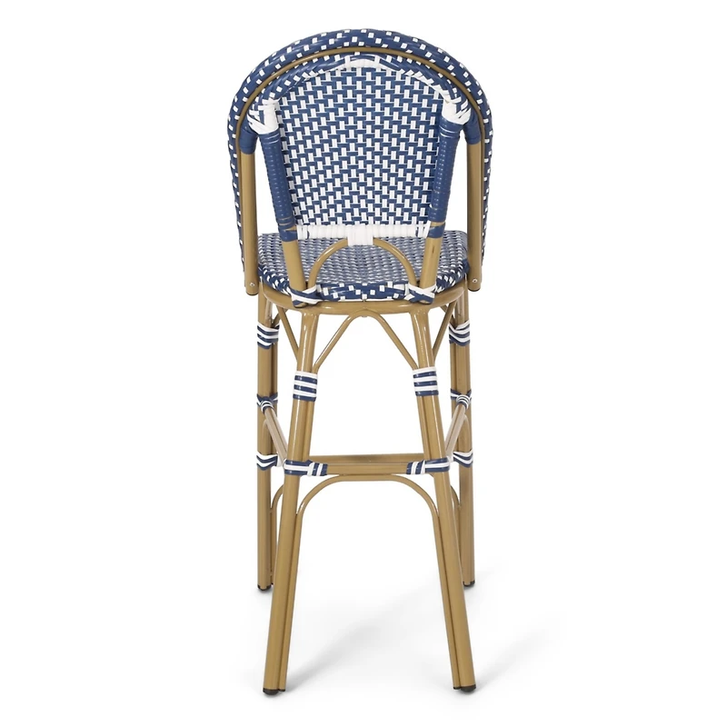Streamdale Sleek Aluminum Bistro Barstools with Durable Poly Rattan Weave