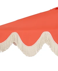 Jonathan Y 9ft Tassel Market Patio Umbrella Auto-Tilt, Crank, Wind Vent Uv Protection