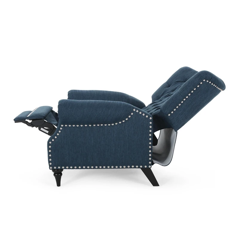 Streamdale Classic Style Navy Blue Fabric Push Back Chair