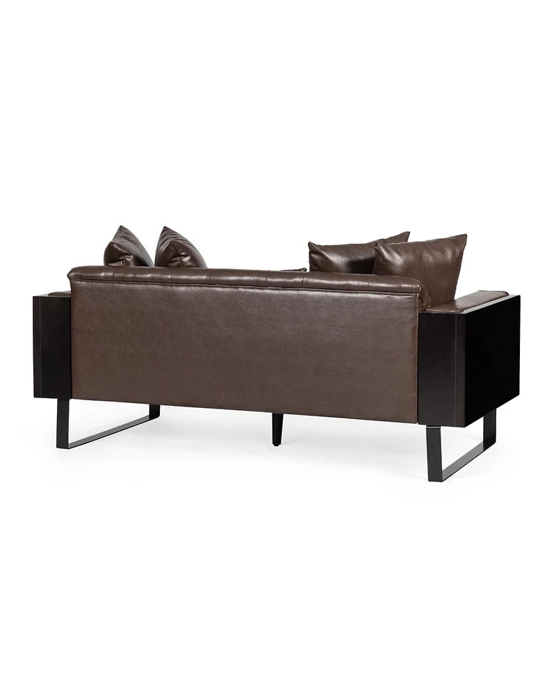 Streamdale Furniture Contemporary Faux Leather Loveseat with Accent Pillows