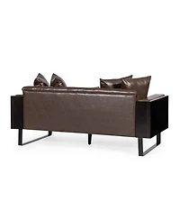 Streamdale Furniture Contemporary Faux Leather Loveseat with Accent Pillows