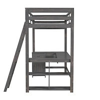 Streamdale Twin Loft Bed with Desk, Drawers & Shelves