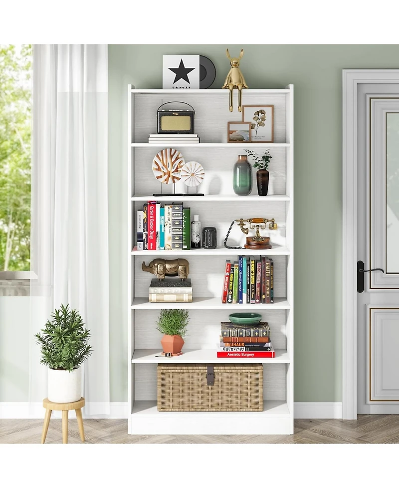 Tribesigns 78-inch Tall Bookcase, Modern 7-Tier White Library Bookshelf with Storage Shelves, Large Open Bookcases Wood Display Shelving Unit