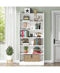 Tribesigns 78-inch Tall Bookcase, Modern 7-Tier White Library Bookshelf with Storage Shelves, Large Open Bookcases Wood Display Shelving Unit