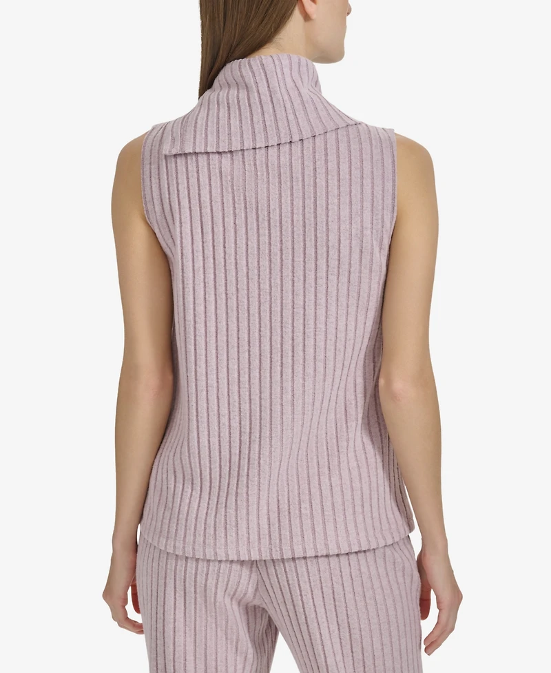 Marc New York Women's Ribbed Funnel-Neck Sleeveless Top