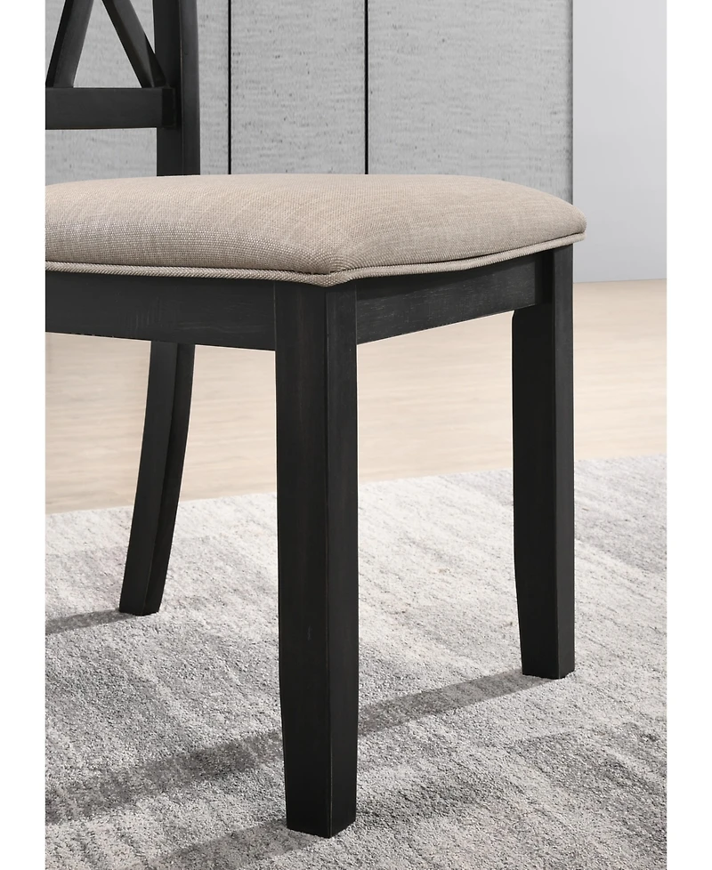 Streamdale Fabric Upholstered Dining Chair in Black, Set of 2
