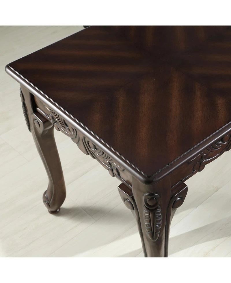 Streamdale Ornate Detailing Dark Cherry Finish Wood Coffee Table