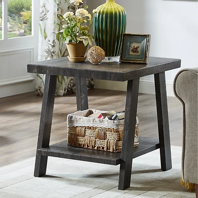Streamdale Furniture Replicated Wood Shelf End Table in Charcoal Finish