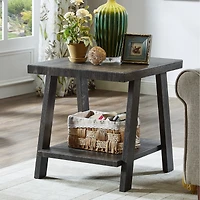 Streamdale Furniture Replicated Wood Shelf End Table in Charcoal Finish