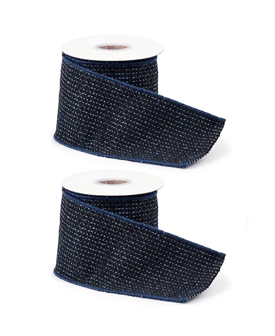 Slickblue Set of 2 Wired Polyester/Cotton Ribbons – Versatile for Crafting and Decor