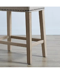 Streamdale Tan 24" Counter Stools, Upholstered, Backless, Set of 2