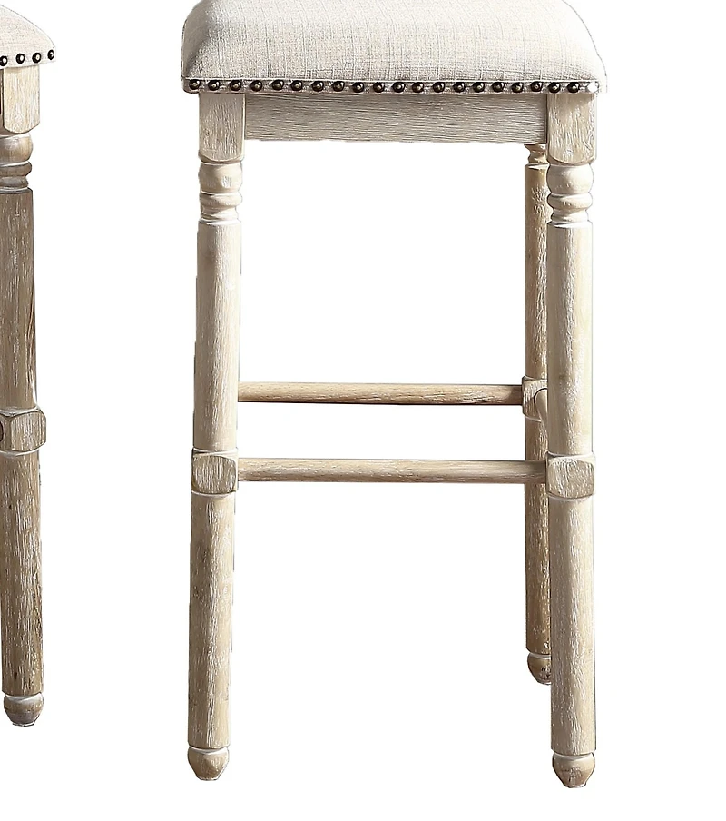 Streamdale Wood Upholstered Swivel Counter Height Stool, Set of 2, Tan