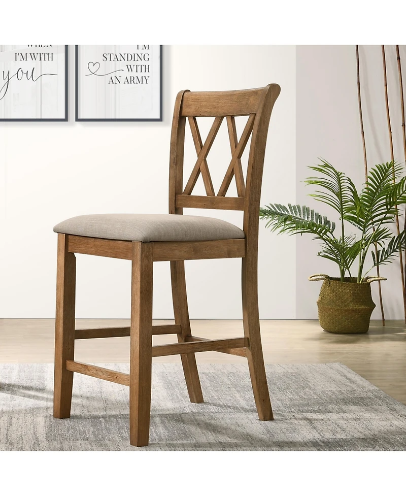 Streamdale Fabric Upholstered Counter Height Dining Chairs, Set of 2, Tan