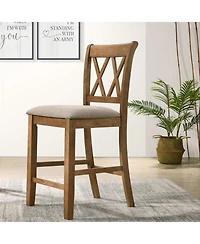 Streamdale Fabric Upholstered Counter Height Dining Chairs, Set of 2, Tan