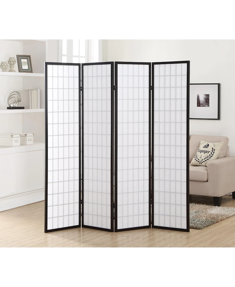 Streamdale 4 Panel Oriental Shoji Screen / Room Divider, Black