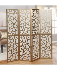 Streamdale Giyano 4 Panel Screen Room Divider, Gold