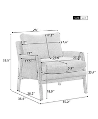 Streamdale Furniture Mid-Century Modern Velvet Accent Armchair, White