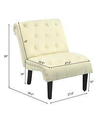Gymax Armless Accent Chair Upholstered Tufted Lounge Chair Wood Legs Beige