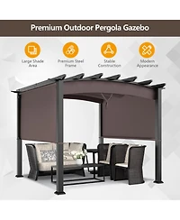 Costway 10 x 10ft Patio Pergola Gazebo Sun Shade Shelter W/Retractable Canopy