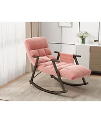 Simplie Fun Space-Saving, Adjustable Rocking Chair with Sturdy Iron Frame & Comfortable Cushions