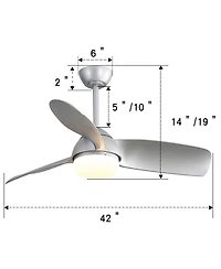 Sofucor 42 White Ceiling Fan With Light