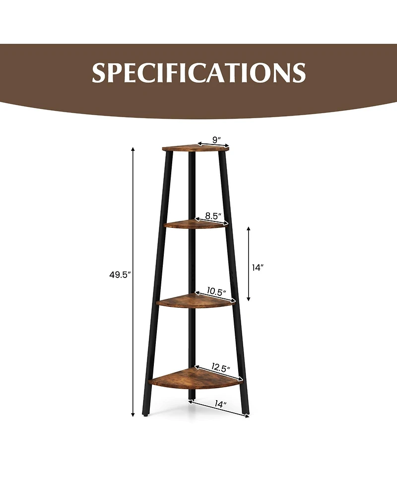 Sugift 4-Tier Industrial Corner Ladder Shelf Display Rack for Home Office
