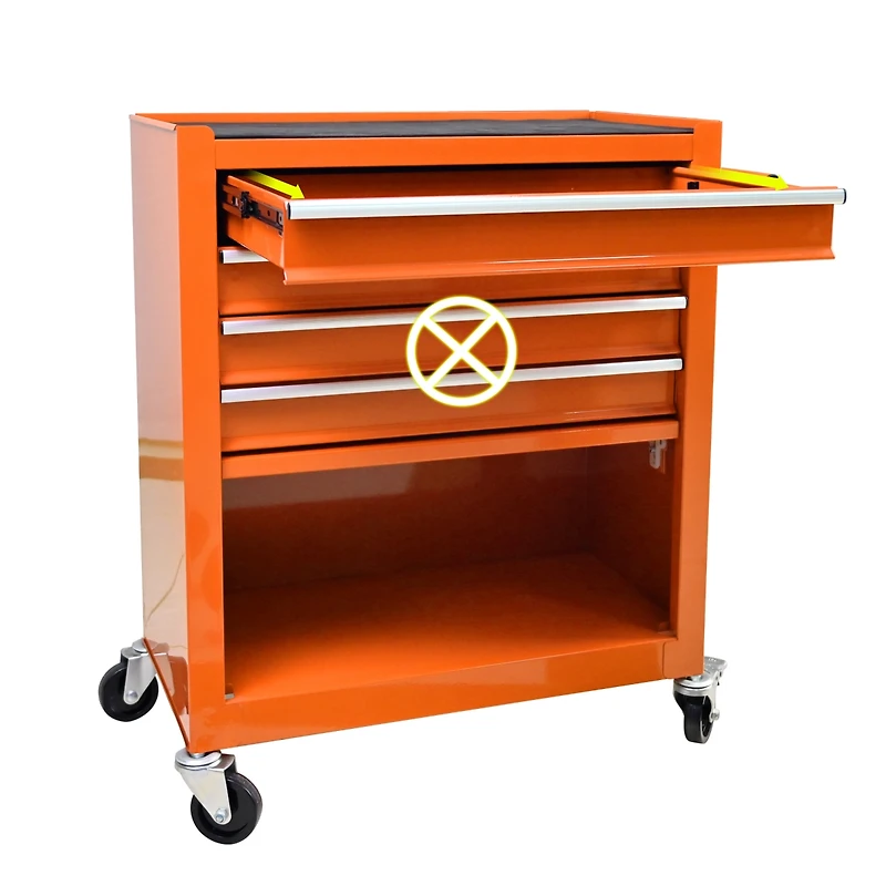 Simplie Fun 4 Drawers Multifunctional Tool Cart With Wheels-Orange