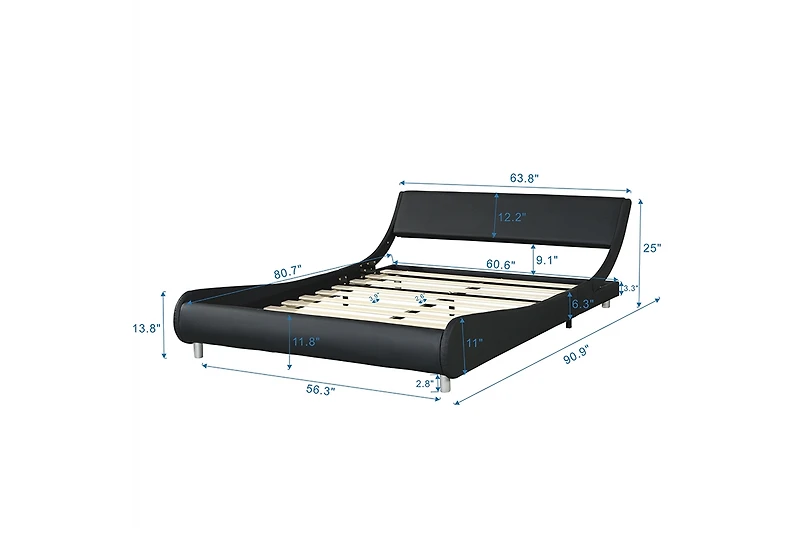 Streamdale Gray Faux Leather Platform Bed, No Box Spring Needed, Queen