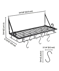 Aquaterior Wall Mount Cookware Rack with 10 Hooks Pan Pot Organizer Kitchen